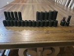 Grey Pneumatic 1/2" Drive Metric Impact Sockets. Shallow And Deep With Extension. Fixed Price $115.00.