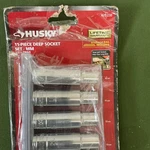 Husky 11-piece Deep Metric Socket Set 1/2 In Drive Chrome Finish Storage Rail. Fixed Price $18.95.