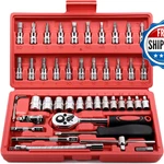 Egofine 46 Pieces 1/4 Inch Drive Socket Ratchet Wrench Set Bit. Fixed Price $28.97.