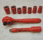 Knipex 9 Piece 1000v Dipped Handle Rare Locking Screw Ratchet Sae Socket Set. Fixed Price $299.95.