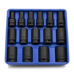 Genius Tools 15 Piece 1/2" Dr. Metric Semi-deep Thin Wall Impact Socket Set (.... Fixed Price $101.97.