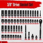 Wett 3/8" Drive Impact Socket Set, 3/8 Set (50pcs), Black. Fixed Price $57.94.