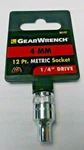 Gearwrench 80197 1/4" Drive 12 Point Standard Metric Socket 4mm. Fixed Price $4.75.