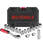 Bilitools 17pcs 3/8" & 1/2 Pass Through Socket Set, 2in1 Conversion For Stand.... Fixed Price $90.16.