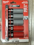 Milwaukee 5pc 1/2" Dr Shockwave Lug Nut Impact Socket Set W/rail #49-66-7831. Fixed Price $79.97.