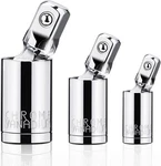 3pcs Universal Joint Socket Set, 1/4 3/8 1/2 Drive One Size, Silvery. Fixed Price $10.52.