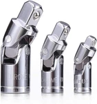 3pcs Universal Joint Socket Set, Chrome Vanadium Steel Swivel One Size. Fixed Price $13.05.