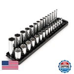 Tekton 3/8 Inch Drive 12-point Socket Set Rails And Tray 30-piece 1/4-1 In.. Fixed Price $154.06.