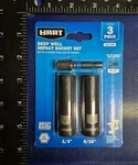 New Hart Havg08 1/2" + 9/16" Deep Well Impact Socket Set 3pcs 3/8" Dr. Fixed Price $7.19.