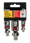 Titan 85505 3pc Spring Loaded Universal Joint Standard Socket Set. Fixed Price $27.99.