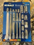 Kobalt 22 -piece 1/4-in, 3/8-in And 1/2-in Drive Accessory Set Model #86755 Open. Fixed Price $25.00.