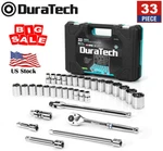 Duratech 33 Pc 1/2 '' Socket Set Standard (sae) And Metric Mechanic Tool New. Fixed Price $64.99.