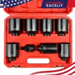 Eaceliy 8pcs 1/2" Drive Spindle Wheel Axle Nut Wrench Large Socket Set Cr-mo. Fixed Price $45.69.