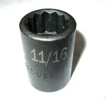 Sk Tools 34422 Drive 12 Point Fractional Impact Socket 11/16" Made In The Usa. Fixed Price $52.00.
