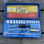 Vintage Powermaster 3/8" - 1/4" Drive Deluxe Forged Socket Set Nos 1972 Japan. Fixed Price $35.00.