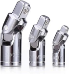 3pcs Universal Joint Socket Set, Chrome Vanadium Steel Swivel One Size. Fixed Price $13.35.