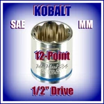 Kobalt 1/2" Drive Shallow Sockets - Sae Inch Metric Mm 12 Point Any Size New. Fixed Price $8.99.