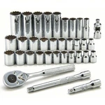 Proto J52230 Socket Wrench Set: 3/8 In Drive, 34 Piece, 12-point, Metric. Fixed Price $250.00.