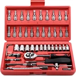 Egofine 46 Pieces 1/4 Inch Drive Socket Ratchet Wrench Set Bit. Fixed Price $24.90.