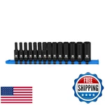 Mixpower 1/4" Drive Deep Magnetic Impact Socket Set With Storage Rails, 14-piece. Fixed Price $55.89.
