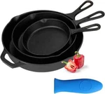 Kookantage Cast Iron Skillet Pre-seasoned Cookware-6", 8", 10" Pans 3 Piece Set. Fixed Price $41.33.