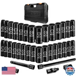 Boen 35pcs 1/2 Drive Impact Socket Set Deep Sae3/8-1-1/4 Metric8-24mm. Fixed Price $143.00.