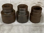 Lot 3 Cp Chicago Pneumatic 2 1-13/16" 1-7/16 Spline Drive 6pt Hex Sockets Set. Fixed Price $35.77.