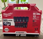 Milwaukee Shockwave Impact Duty 3/8 In Socket Set - 12 Piece. Fixed Price $60.00.