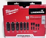 Milwaukee 1/2" Drive Socket Set 10pc 12 Point 2n1 Shockwave Lineman's 49-66-5125. Fixed Price $179.80.