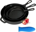 Kookantage Cast Iron Skillet Pre-seasoned Cookware-6", 8", 10" Pans 3 Piece Set. Fixed Price $41.33.