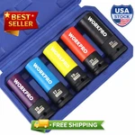 Workpro 5 Pieces 1/2 Inch Drive Impact Nut Thin Wall Wheel Protector Socket Set.. Fixed Price $36.89.