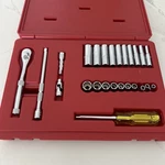 Proto 1/4" Drive Socket Set 25 Pc. Sae 12 Pt. W/ Case Torqueplus Usa No J47118xl. Fixed Price $215.00.