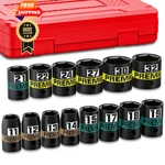 Kirxst 14-piece 1/2" Drive Shallow Impact Socket Set, Metric, Black. Fixed Price $42.98.