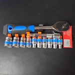 1/2 In Socket Set With Ratchet Handle And Accessories, Mpn. Fixed Price $16.99.