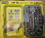 New Ryobi 28 Piece 3/8 Drive 6 Point ,sae & Metric Socket Set Rhmts22801. Fixed Price $37.00.