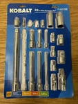 Kobalt 22 Piece 1/4" 3/8" 1/2" Drive Accessory Set Model #86755 Open/missing 3. Fixed Price $32.99.