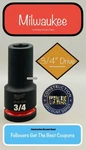 Milwaukee 49-66-6335 3/4 In. Shockwave Impact Duty 3/4" Drive Deep Socket. Fixed Price $23.27.