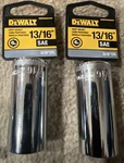 2 New Dewalt Dwmt88992osp 3/8 Drive 13/16" Sae Deep Sockets Chrome 6 Point. Fixed Price $12.00.