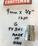 Craftsman 9 Mm X 3/8" Dr Socket G 44301 - 12 Pt Made In Usa Free Ship. Fixed Price $9.96.