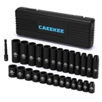 27pcs 3/8" Drive Metric Impact Socket Set,deep And Shallow, 7mm To 19mm, 6-po.... Fixed Price $49.34.