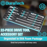 Duratech 22pc Drive Tool Accessory Set Socket Adapters Extension Bars Steel. Fixed Price $63.99.