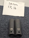 (qty 2) Tekton 16mm & 17mm 6-point Impact Socket Steel Black 1/2" Drive Deep. Fixed Price $16.23.