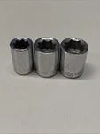 Lot Of 3 Blackhawk Usa 3/8" Drive Double Square 8-point Sockets 3/8 7/16 1/2 #9b. Fixed Price $29.99.