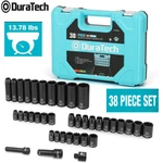 Duratech 38 Piece Drive Impact Socket Set 1/2" & 3/8" Metric/sae Shallow Sockets. Fixed Price $53.99.