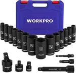 Workpro 20-piece 1/2 Drive Deep Impact Socket Set, 6-point, Cr-v Steel, 10-27. Fixed Price $112.38.