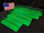Hansen 6 Pc Socket Tray Metric Sae Tool Rack Holders 1/4" 3/8" 1/2" Green - Usa. Fixed Price $39.95.