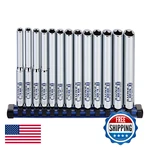 Sunex Tools 13piece 1/2 Drive Chrome Socket Rail 6pt Metric Deep 29102d. Fixed Price $94.85.