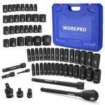 Workpro 65pc 1/2 Drive Impact Socket Sets 10-24mm 3/8"-1-1/4" Deep Shallow Kits. Fixed Price $138.99.